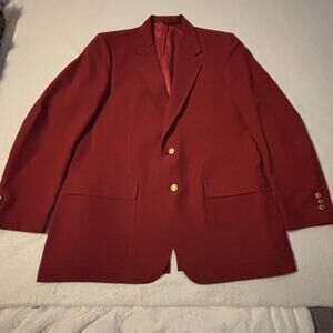 VINTAGE Palm Beach Sport Coat 38 Men’s Red Blazer Hopsack Jacket 80s 90s